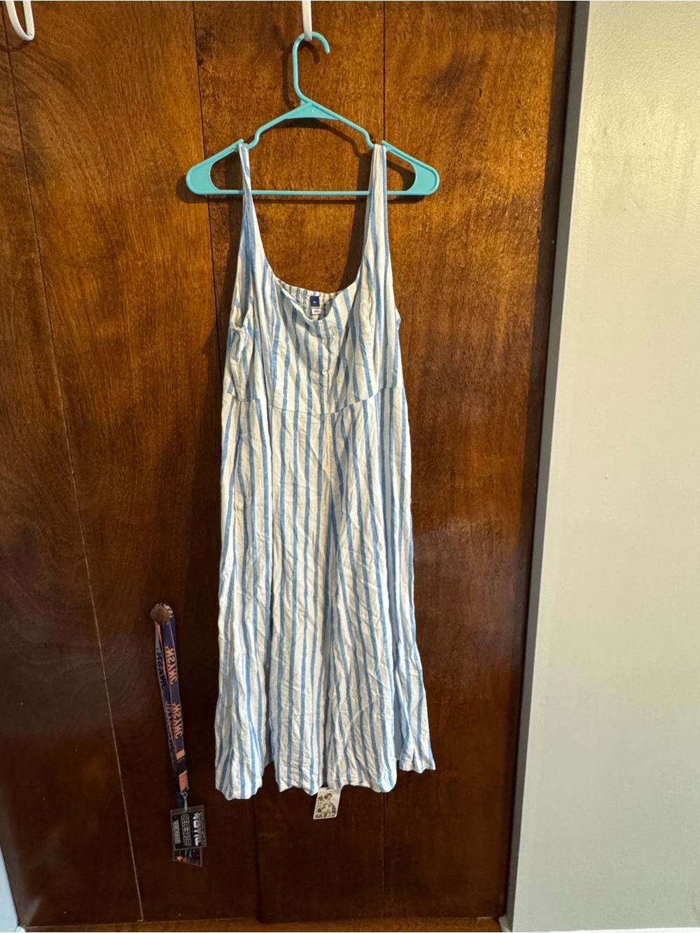 Old Navy Blue and White Striped Midi Sundress
